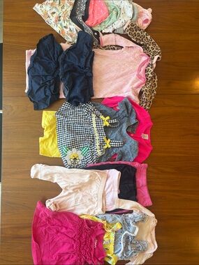0-3 Months Girls Mixed Outfit Lot in Hot Pink, Yellow, Blue, Light Pink